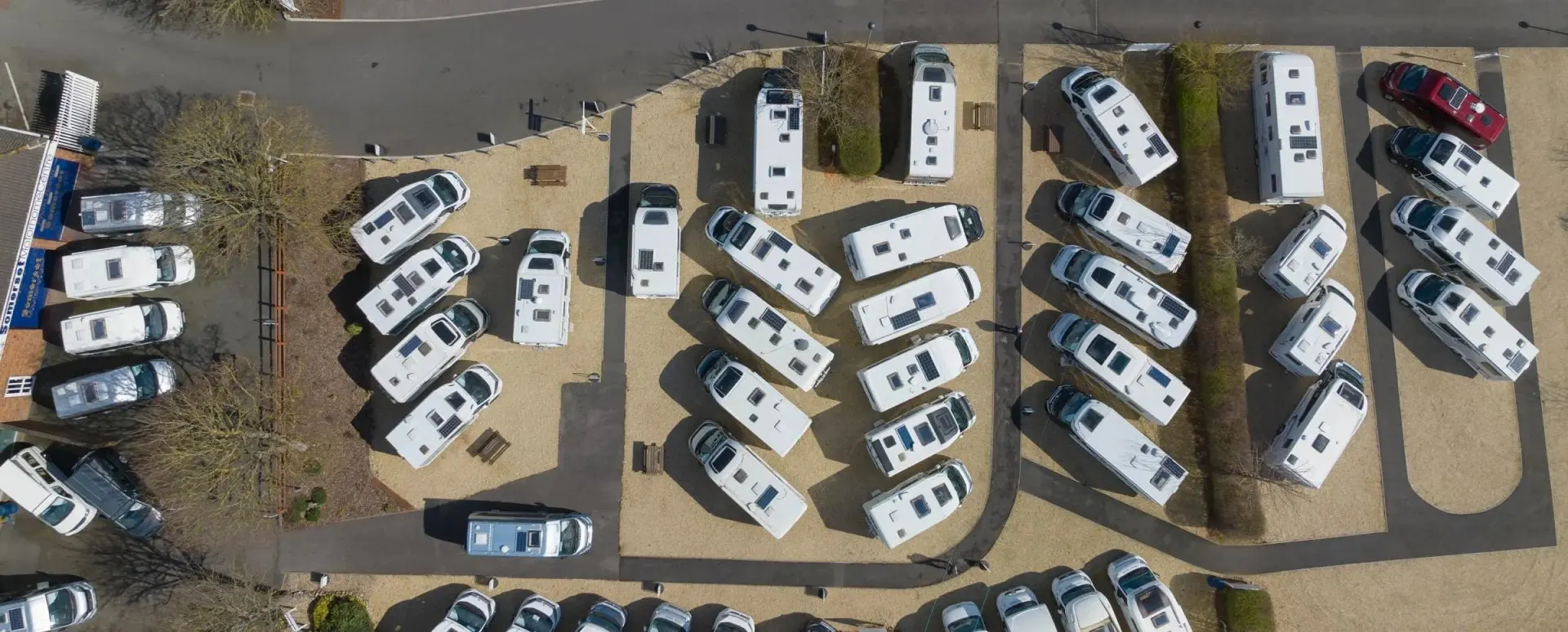 Somerset Motorhome Centre birdseye view of forecourt