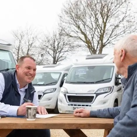 Somerset Motorhome Centre staff with a customer