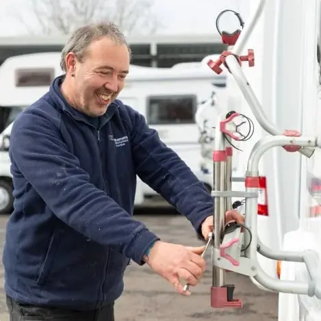 Somerset Motorhome Centre staff fixing motorhome